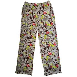 Disney Mickey Mouse Friends Pajama Pants Mens XXL Grey Red Neon Yellow Lounge